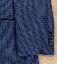 Jos A Bank Traveler Tailored Fit Sport Coat Blazer Mens 48R Wool Blue Check