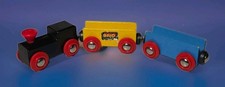 Vintage Brio Wooden Railway Train Engine 2 Cars Set Sweden Made Wood