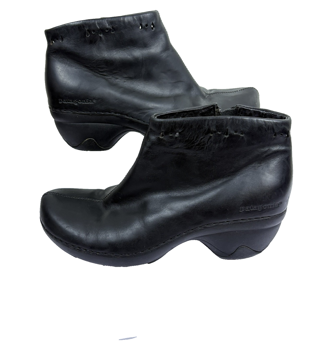 Patagonia Better Clog Ankle Boot Black Leather Womens 7 Side Zip Comfort  Sole