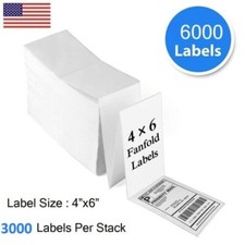6000 4"x6" Fanfold Thermal Labels Direct Shipping Label for Zebra Rollo Printer