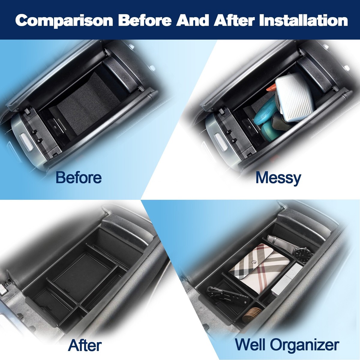 RUIYA Car Center Armrest Storage Tray Box For 2022-2026 Mercedes 