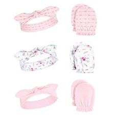 Baby Girls' Cotton Headband and Scratch Mitten Set One Size Boho