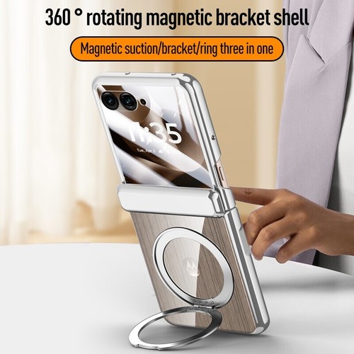 For Motorola Razr 60 Ultra, Magnetic Clear Stand Cover Case Glass Screen Film - 第 4/18 張圖片