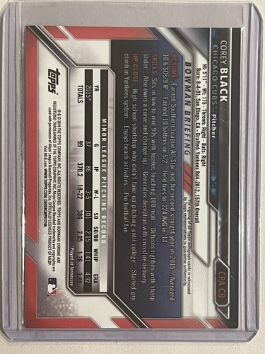 Corey Black - 2016 Topps Bowman 1st Chrome - Autograph - Chicago Cubs - #CPA-CB - Picture 2 of 2