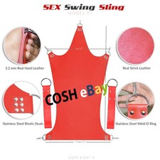 High Quality Red Leather Sex Sling Swing For Adults With Free Stirrups Set