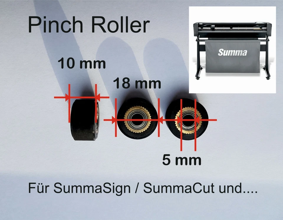3 Stück Schneidderplotter/Laufrolle/PINCH ROLLER/Andruckrolle 18mm x 10mm x 5mm