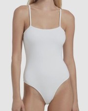  150 ATM Women's White Sleeveless Square Neck Camisole One Piece Bodysuit Size L