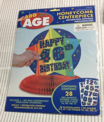ADD AN AGE Table Centerpiece Kit Honeycomb Party Supply Decoration         