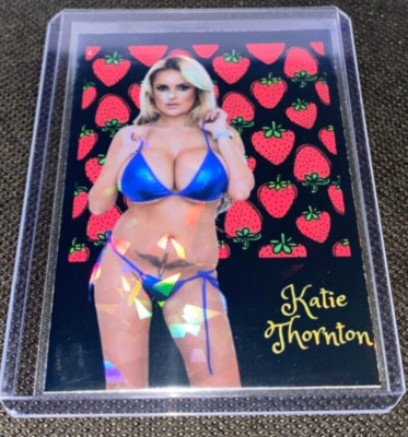 Katie Thornton Rare Sexy Strawberry Refractor Holographic Trading Card custom