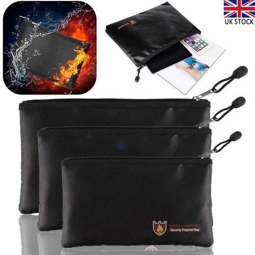 Fireproof Waterproof Document Bag Secret File Protect Pouch Cash Money Safe-Box