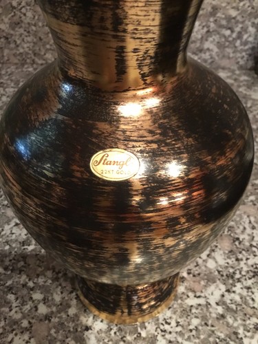 Vintage Stangl MCM Signed Art Pottery Vase Pitcher Antique Gold 22KT Black 4033 - Picture 4 of 7