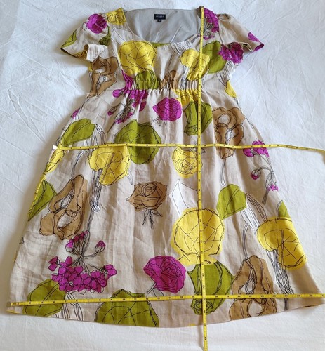 Beautiful HOBBS Dress Size 12 Fit & Flare 100% Linen Floral pockets lined Excl - Picture 13 of 17
