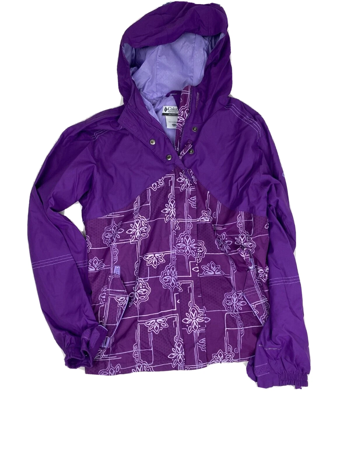 Columbia Omni-Shield Purple Waterproof Jacket Youth 14/16 Kids Girls Outdoor