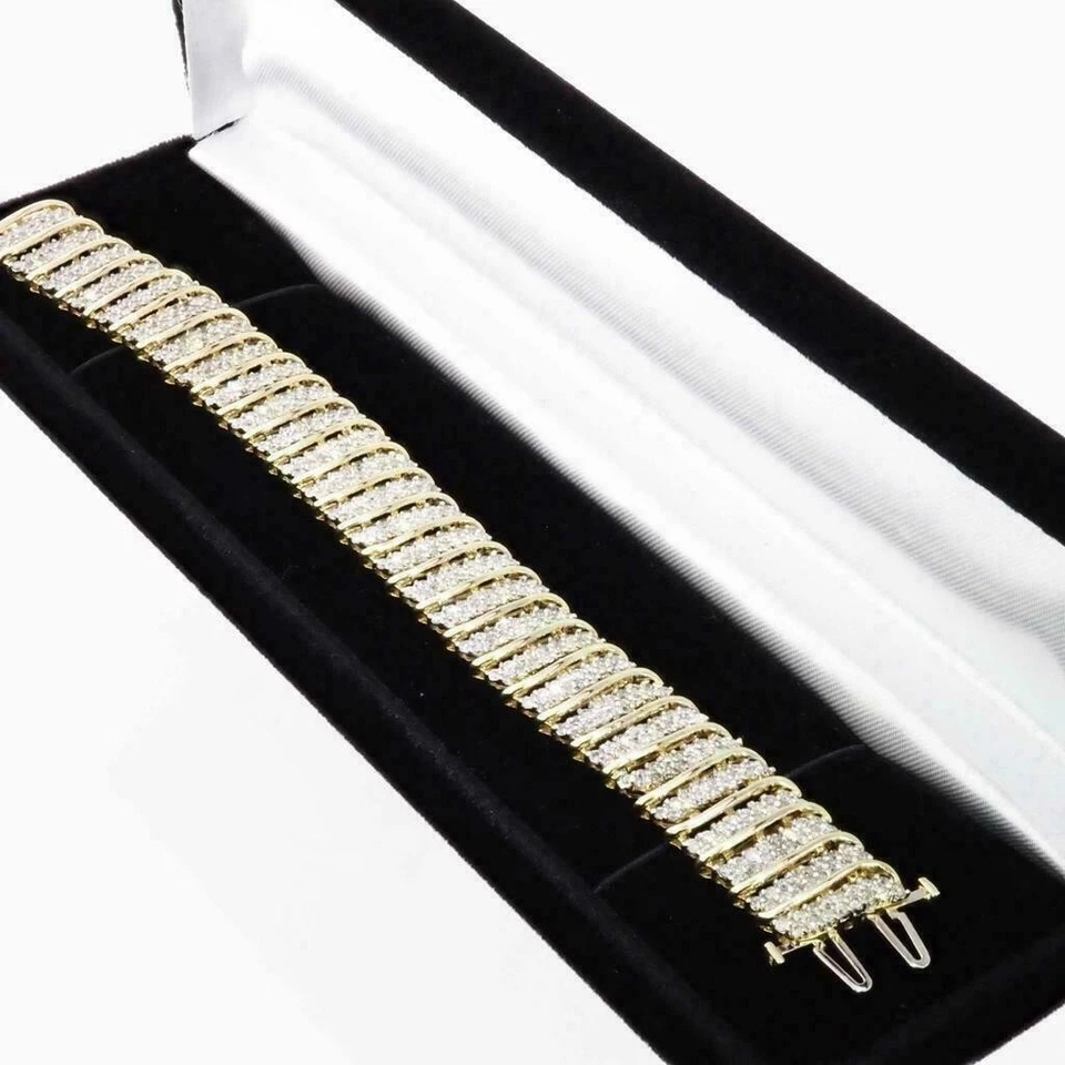 Brazalete tenis mujer 5,00 quilates corte redondo VVS1/D diamante acabado oro amarillo 14k Foto 4 de 4