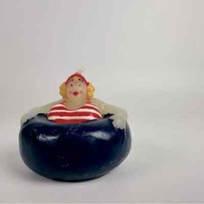 VTG Boston Warehouse Floating Candle Inner-tube Lady Stripe Swimsuit Tealight