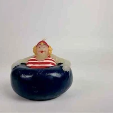VTG Boston Warehouse Floating Candle Inner-tube Lady Stripe Swimsuit Tealight
