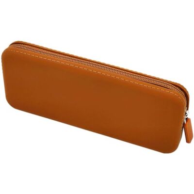 Silicone Pencil Case, Waterproof Silicone Cosmetic Bag, Pencil Bag, Brown