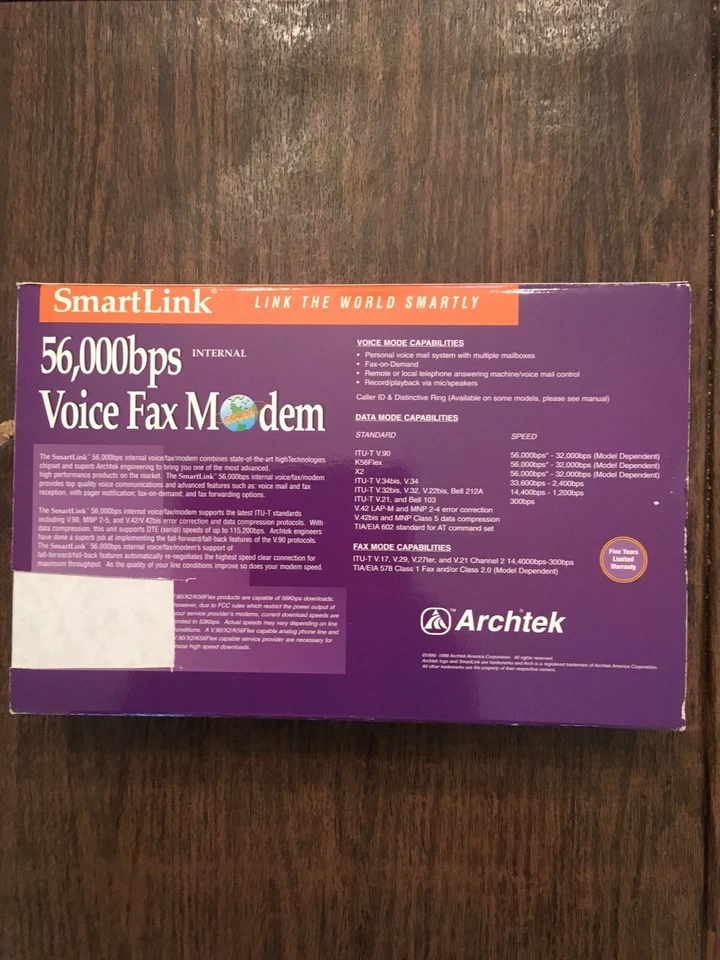 SMARTLINK 56,000bps Voice Fax Modem NEW - Image 2 of 2