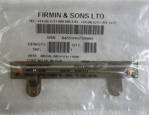 British Full Size:"3-SPACE MEDAL BROOCH BAR" (Firmin Make, in Unopened packet) - Picture 3 of 3