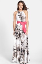 Eliza J Print Chiffon Maxi Dress ( Size 6)