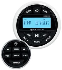 Rockville RGHR2 Marine Gauge Hole Receiver W Bluetooth USB, Radio  Wired Rem...