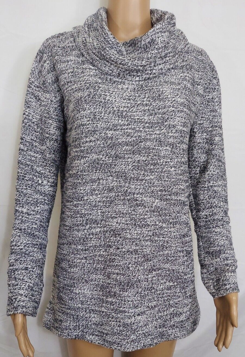 MERONA Women Knit Sweater Black White Marled Size M Long Sleeve