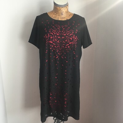 HERREN KLEID T-Shirt Midi schwarz rot Cut-Out UK 12 NEU neu mit Etikett £49 leichter Sommer