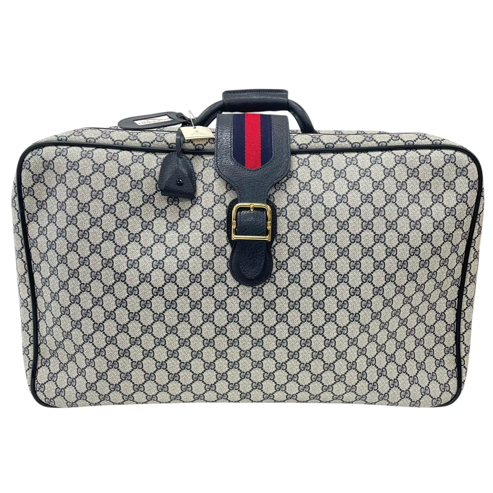 Gucci GG Supreme Sherry valise sac de voyage PVC marine authentique 13139