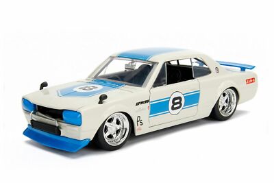 JADA JDM TUNERS 1971 NISSAN SKYLINE GTR KPGC10 WHITE / BLUE 1:24