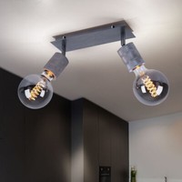 Deckenleuchte Deckenlampe Spotlampe 2 Flammig Spots Beweglich Silber Antik E27