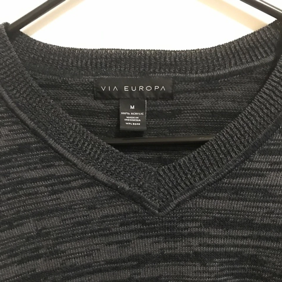 Jersey Manga Larga Cuello en V Ligero Via Europa Negro/Gris Mediano Foto 2 de 3