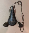 James Dixon Civil War Era Power Flask copper embossed Dog in Woods Scene