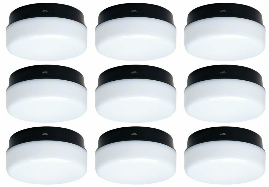 9 x ASD AC/BL100 Circular Bulkhead Light Fittings - Black Base