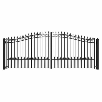 ALEKO Yard Garden Dual Steel Driveway Gate Black 16' x 6' Prague Style
