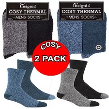 Mens slipper gripper socks thermal gift cosy soft  2pack