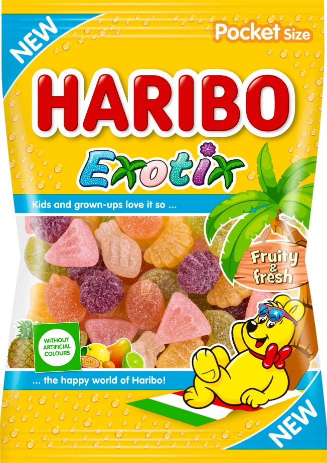Упаковка для закусок HARIBO EXOTIX Exotic fruit gummies 80 г -Сделано в ЕВРОПЕ -БЕСПЛАТНАЯ ДОСТАВКА 1890₽