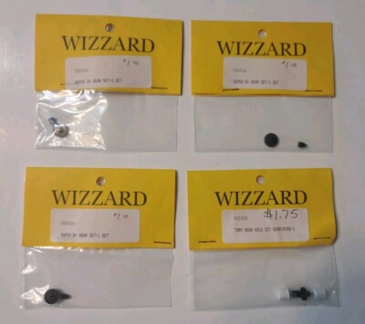 3 AFX Wizzard Super G+ Slot Car Gear Sets and 1 Tomy Rear Axle Gear / Rims