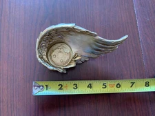 Gold Tealight Candle Holder Carved Angel Wing Design (Candle Not Included)