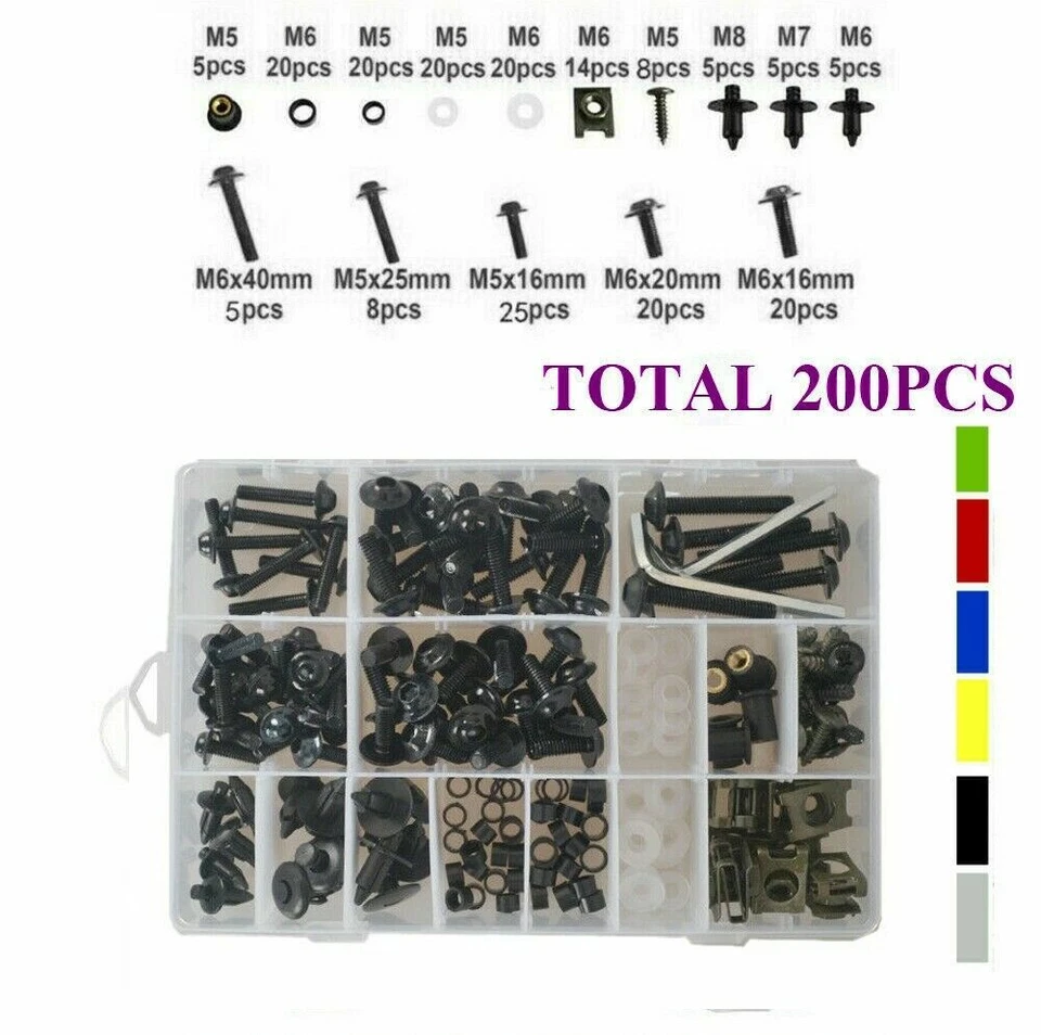 200x Carenado Cuerpo Pernos Kit Tornillos Clip Para Yamaha FZR400 Todo el Año Foto 3 de 4