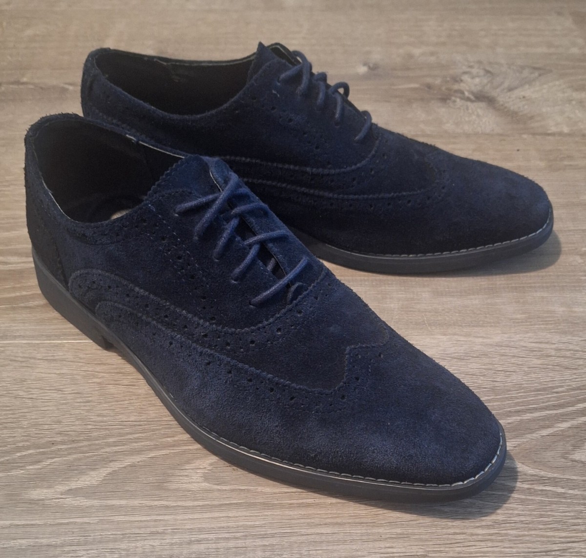 Joseph Abboud Wingtip Blue Suede Dress Shoes Blue Lace Up 