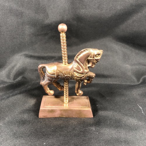 VINTAGE BRASS CAROUSEL HORSE FIGURINE 4.25”H, Made In India - Picture 2 of 5