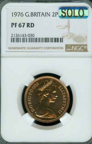 1976 GREAT BRITAIN 2 PENCE NGC PF67 RD PQ SOLO FINEST GRADE & SPOTLESS RARE .