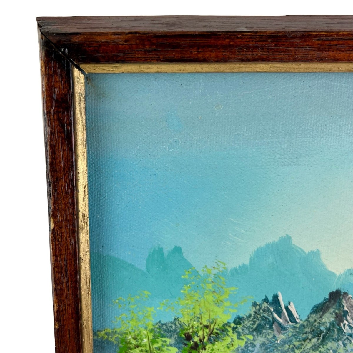 Vintage Oil Painting Art Waterfall Mountain Landscape Signed