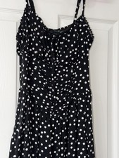Wild Fable Women's S Black White Polka Dot Sweetheart Strappy Mini Dress