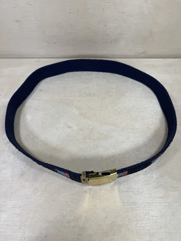 Cinturón deslizable de lona Domino’s Pizza vintage cintura hasta 36” o menos azul marino/dorado Foto 2 de 4