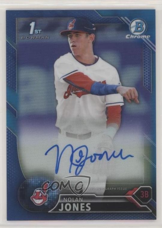 2016 Bowman Draft Chrome Pick Blue Refractor 72/150 Nolan Jones #CDA-NJ Auto 0c6