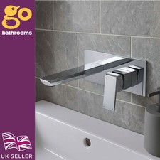 Modern Chrome Wall Mounted Bath Filler & Wall Plate Bath Mixer Tap Bathroom