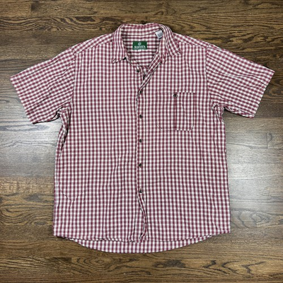 #ad Schnees Bozeman Shirt Mens Large Red White Plaid Short Sleeve Button Front $24.99