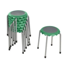 ECR4Kids Daisy Stackable Stool Set, Flexible Seating, Emerald, 8-Piece, 17"H
