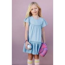 Matilda Jane Oh Joy Dress Girls Size 6 NWT Dream Chasers Blue Eyelet Ruffle